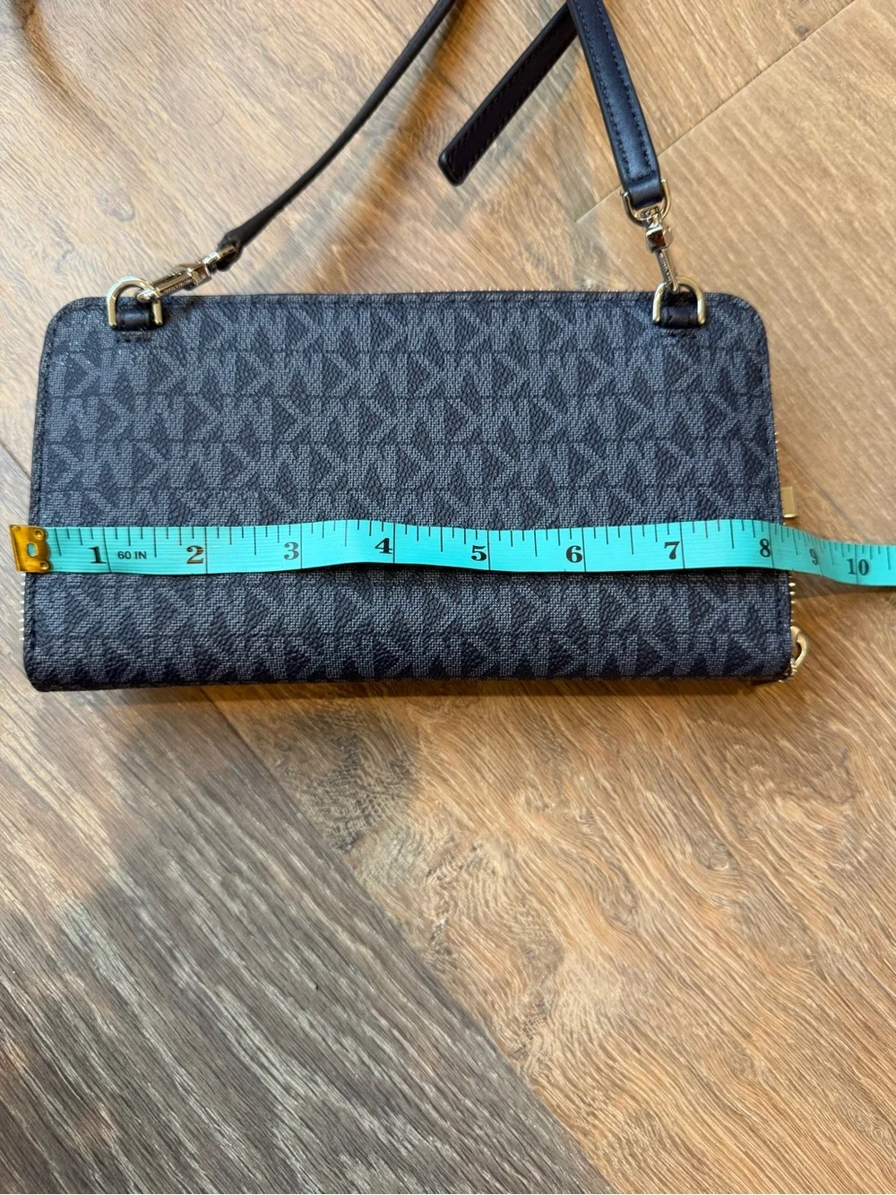 Michael Kors Blue and Dark Gray MK Signature Crossbody Wallet NWOT
